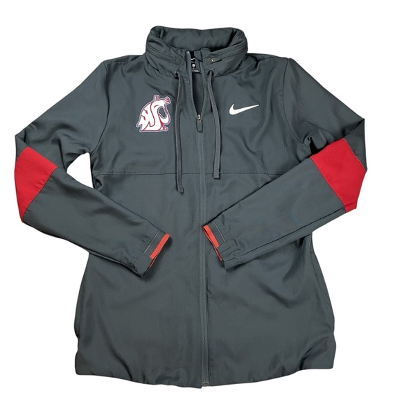 WSU Cougars Nike Dri-Fit Athletic Jacket Women's Small Pit Zips Stowable Hood - Picture 1 of 12